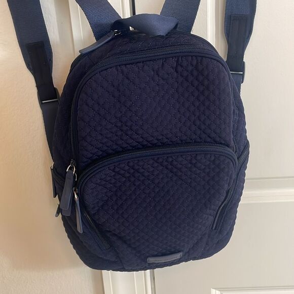 Vera Bradley Quilted Navy Mini Backpack - Picture 2 of 7